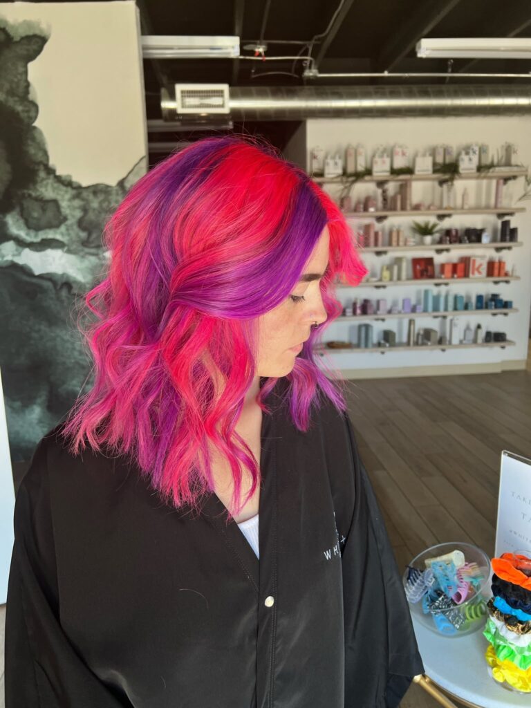 Red and purple creative hair coloring Amarillo TX